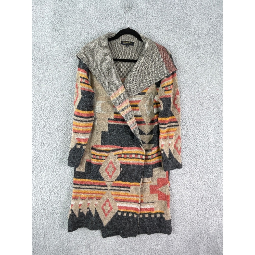 Joseph A Cardigan Womens S Multi Southwestern Geometric Shawl Collar Open Front